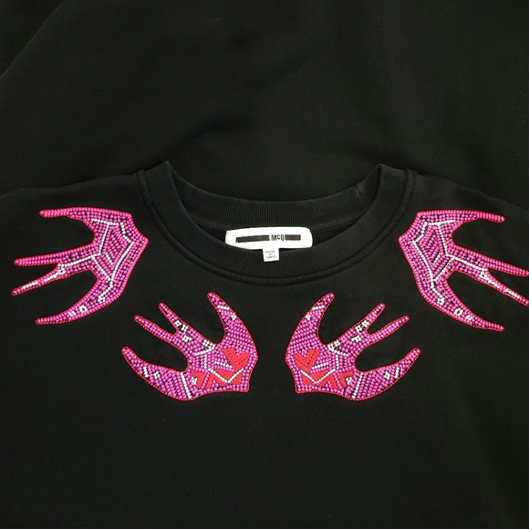 Alexander Mcqueen McQ Embroidered Bird Swollow Distressed Knit Sweater D… - Picture 3 of 10